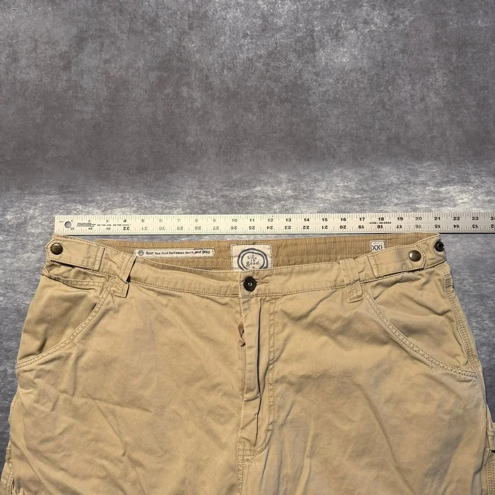 Life is Good Mens XXL Carpenter Pants Tan‎ Khaki Workwear 38/40x30 Cotton Canvas